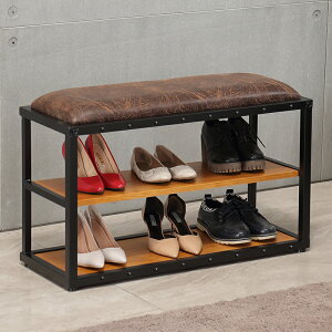 拉奧孔復古美式換鞋凳鐵藝多層鞋架實木試鞋入戶柜客廳收納儲物柜