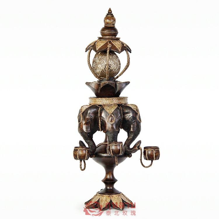 泰國工藝品擺件 三象頭臺燈燭臺裝飾品三用 東南亞特色1入