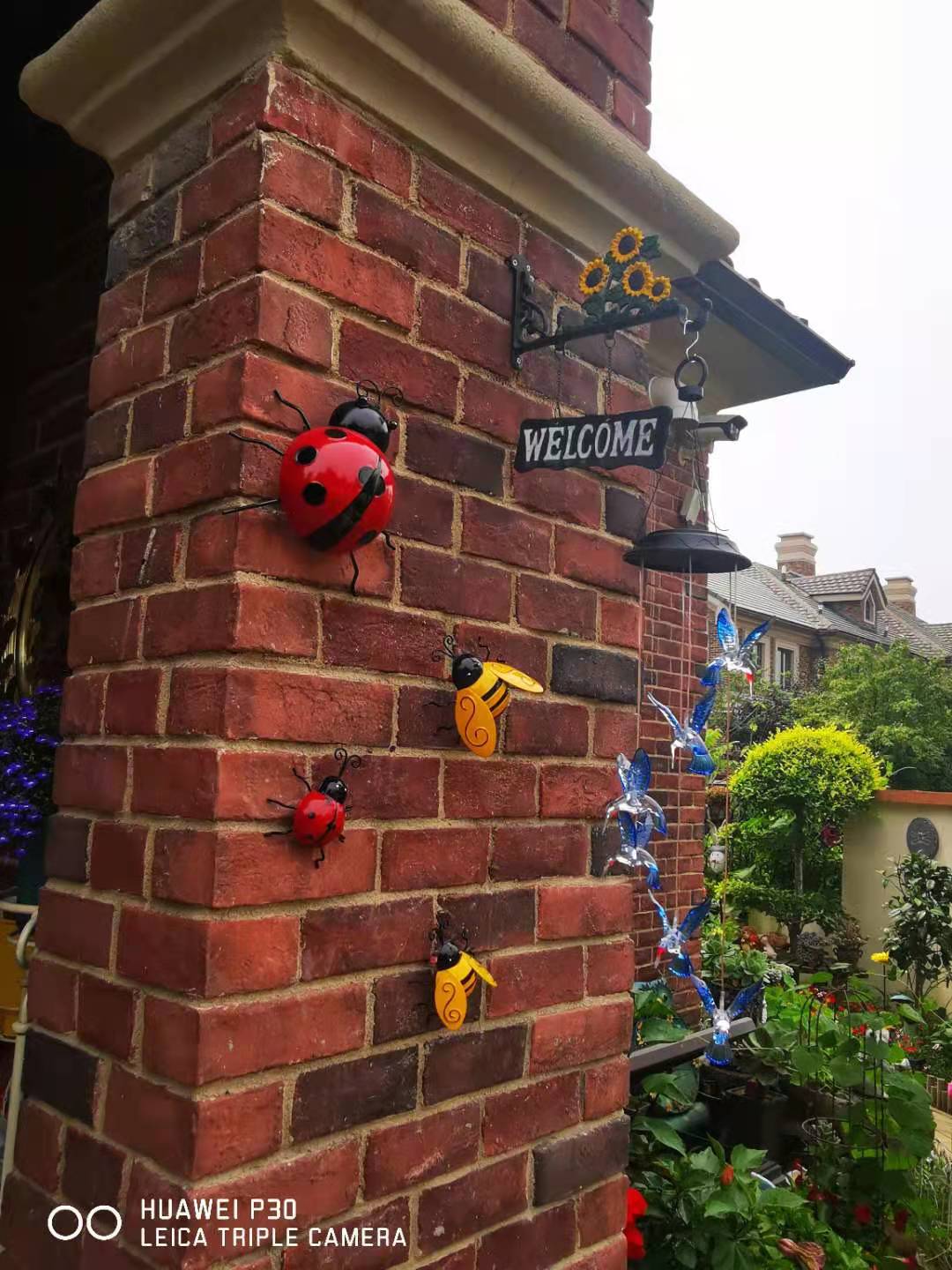 戶外花園庭院鐵藝瓢蟲蜜蜂壁掛別墅裝飾創意園藝墻飾掛墻花盆掛件