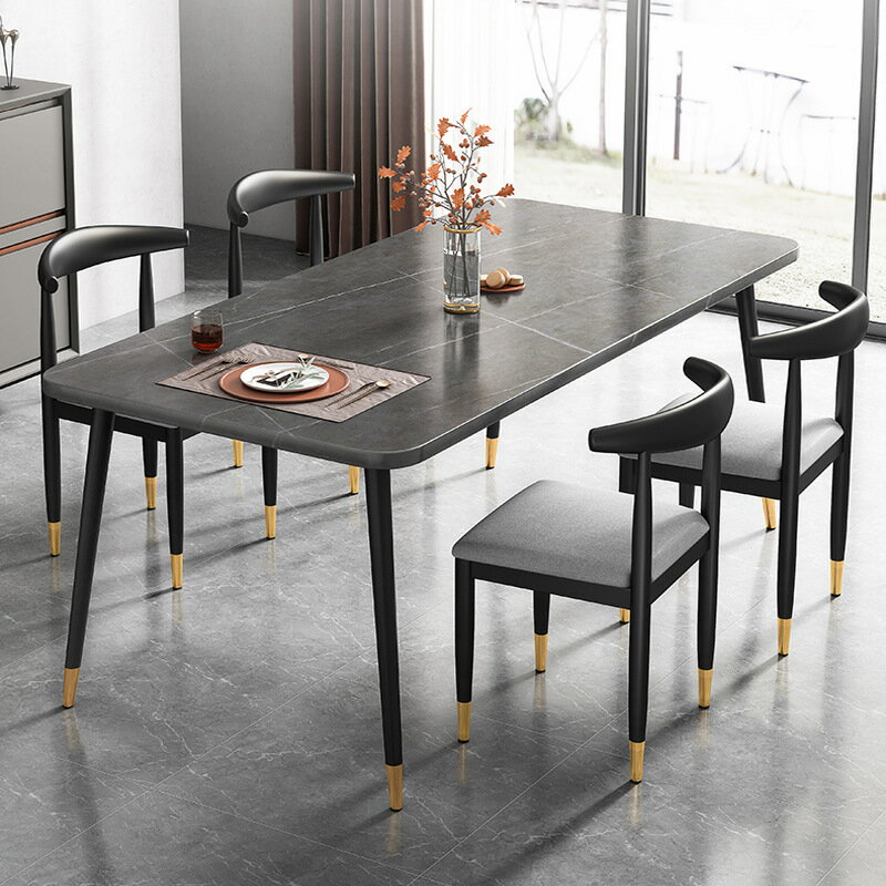 椅子 餐桌 輕奢仿巖板餐桌家用小戶型現代簡約長方形吃飯桌子北歐餐桌椅組合