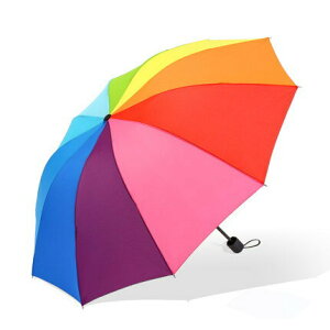 加大彩虹雨傘批發10骨十骨雨傘晴雨兩用太陽黑膠三折疊廣告傘