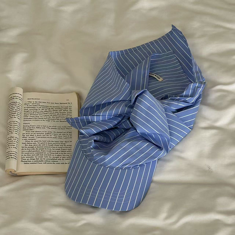 ANNAS 韓國下巴綁帶鴨舌帽 GD頭巾 防飛防曬帽子 巴拉克拉法帽 春夏條紋遮陽 5