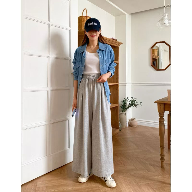 ANNAS 正韓打折大寬褲 修飾腿型打長腿 顯瘦休閒棉褲 5