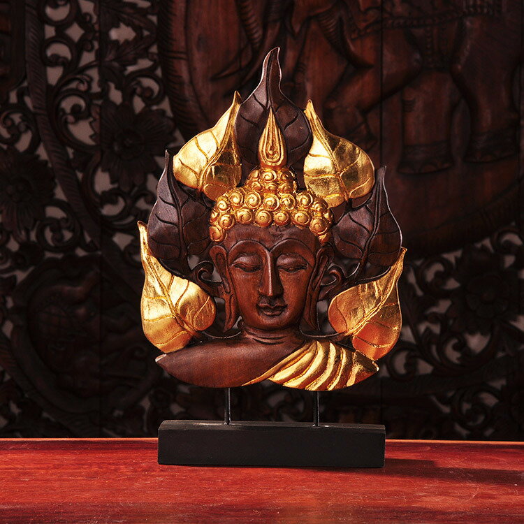 泰國家居工藝品木雕裝飾擺件東南亞實木客廳玄關復古裝飾品擺設1入