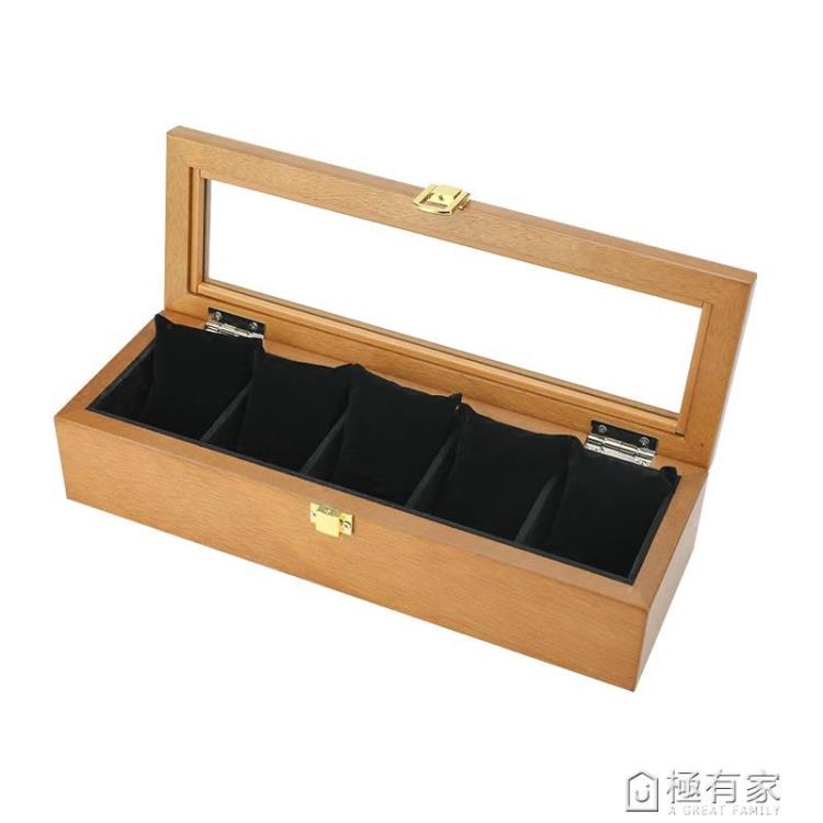 雅式手錶盒收納盒木質歐式家用簡約復古天窗手錶展示盒收藏盒五錶 1