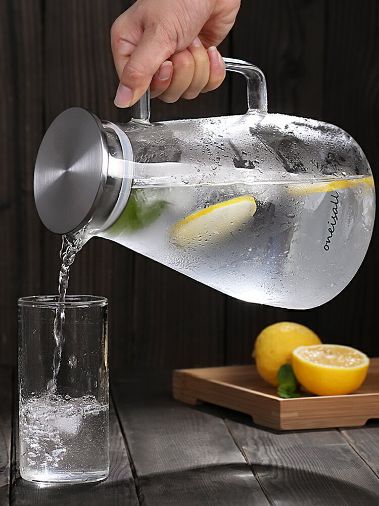 冷水壺玻璃耐高溫涼水杯家用裝水容器檸檬輕奢蓄茶壺北歐大容量瓶