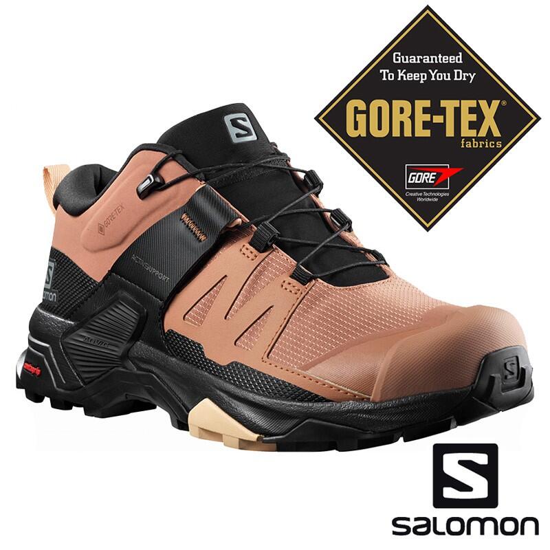 【SALOMON 法國】女 X ULTRA 4 低筒GTX登山鞋『摩卡棕/黑/杏仁粉』412897