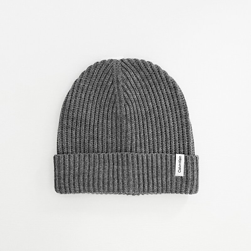 美國百分百【全新真品】Calvin Klein 帽子 針織 毛線帽 配件 CK 毛帽 logo 灰色 DC37