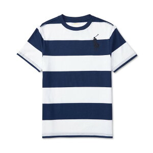 美國百分百【全新真品】Ralph Lauren T恤 RL 短袖 T-shirt Polo 大馬 條紋 深藍白 青年 XXS XS S I135