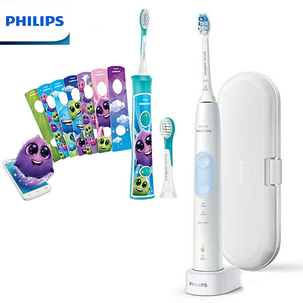 【超值組合+贈原廠兒童牙刷】PHILIPS 飛利浦音波震動智能護齦電動牙刷