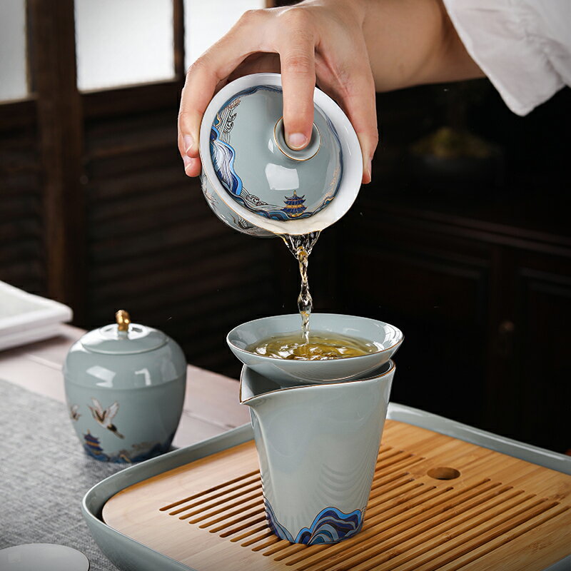昱器陶瓷功夫茶具套裝家用簡約國潮風茶壺茶杯復古高檔辦公室泡茶