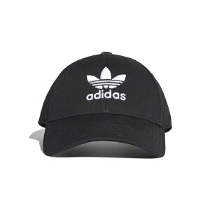 【ADIDAS】愛迪達 BASEBALL CAP CLASSIC TREFOIL 三葉草 刺繡 黑 帽子 -EC3603