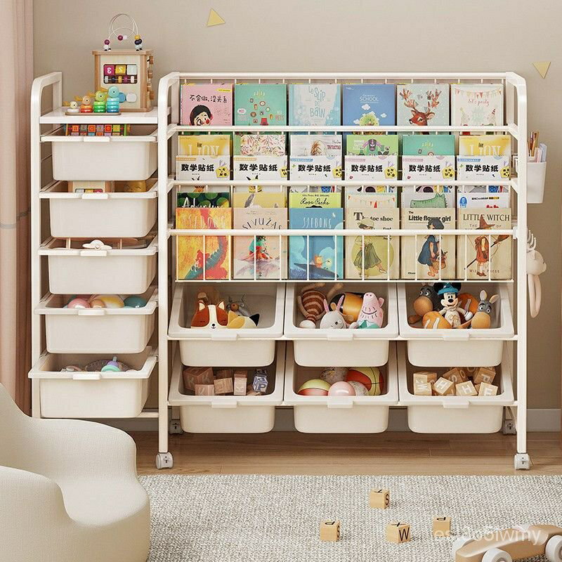 熱賣免郵 破損補發 簡易書架 傢用落地置物架 兒童繪本架 閱讀架 多層玩具收納架 寶寶書櫃 45UX
