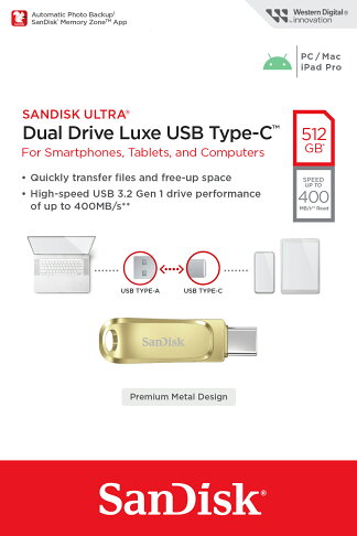 SanDisk 512GB 512G Ultra luxe TYPE-C【SDDDC4-512G】OTG 金 400MB/s USB 3.2 雙用隨身碟 2