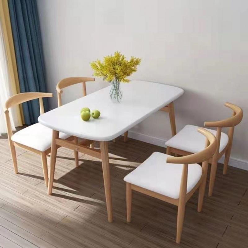 現代簡約餐桌餐椅組合小戶型家用北歐奶茶店咖啡廳長方形