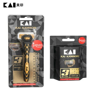 日本貝印 KAI - 3刀刃潤滑彈性刮鬍刀組(刮鬍刀+替刃4入) IN1021+IN1041【官方旗艦店】