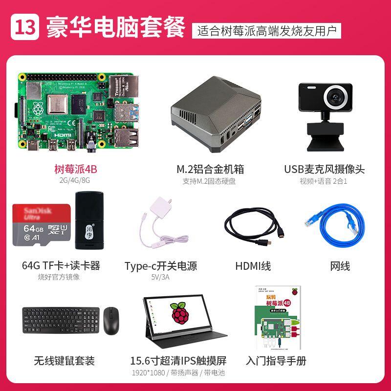【新店鉅惠】RaspberryPi樹莓派4B4代linux電腦AI開發板python程式設計套件8GB