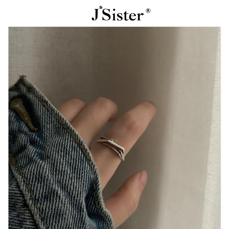 【JSister】麻花個性復古戒指女純銀ins潮簡約冷淡風食指環男開口