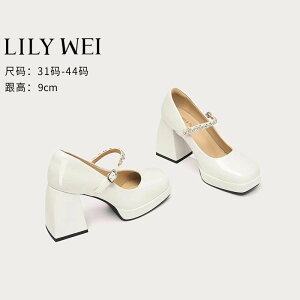 Lily Wei白色法式甜美瑪麗珍鞋2024新款芭比鞋女高跟鞋小碼313233