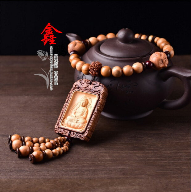 桃木汽車掛件保平安符生肖屬狗豬者本命佛阿彌陀佛汽車掛飾