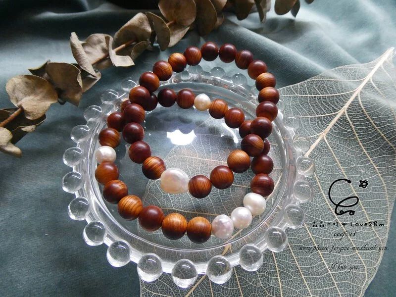 沐日崖柏巴洛克珍珠設計手鍊 崖柏 珍珠 木質手鍊 晶晶工坊-love2hm 9