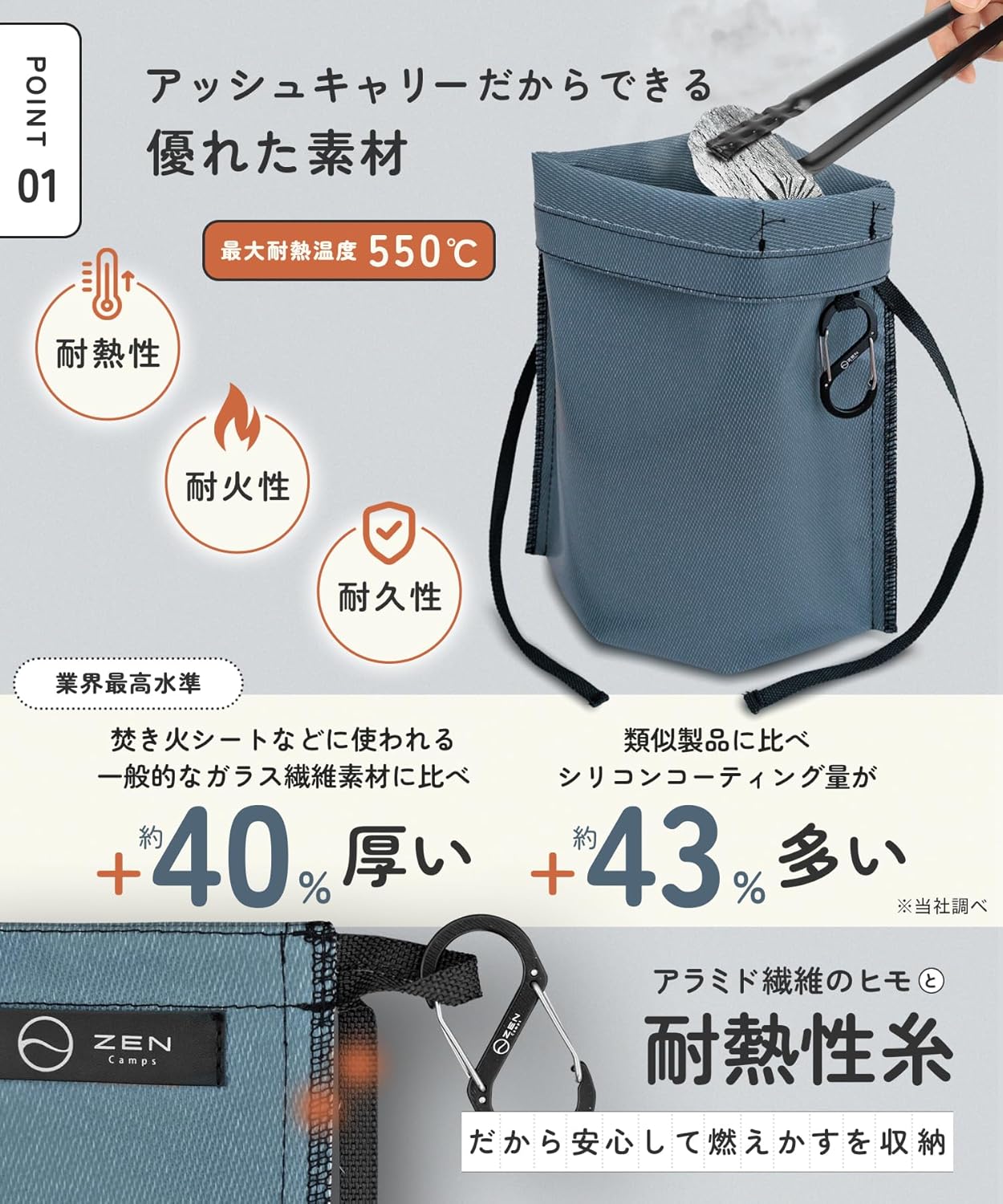 日本 ZEN Camps 木炭消火袋 收納袋 防火布 防火墊 木柴袋 焚火 防水塗層 耐高溫 野炊 露營 戶外野營 滅炭 【小福部屋】 6