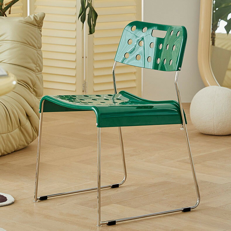 凳子 中古塑料靠背餐椅北歐網紅ins風簡約咖啡店工作室可疊放椅子