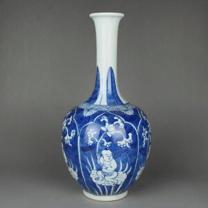 清康熙青花手繪人物童子花瓶 古玩古董陶瓷器仿古老貨收藏品擺件