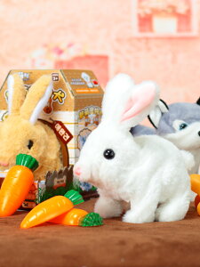 小白兔毛絨玩具仿真電動玩偶狗男寶寶會走的兔子女孩兒童六一禮物