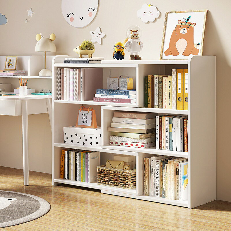 書架 書櫃 書桌 可伸縮書架落地置物架家用格子櫃多層儲物櫃學生收納架簡易矮書櫃