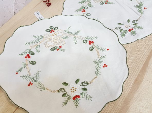 聖誕刺繡裝飾桌墊(圓) 1