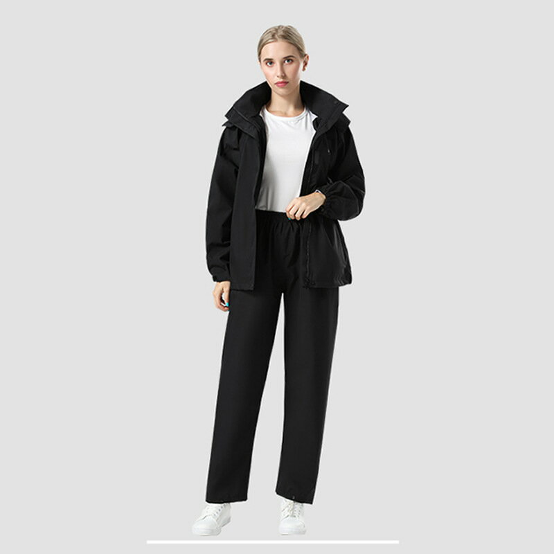 【巴黎精品】雨衣套裝兩件套-衝鋒衣純色登山服夾克男女雨具2色a1cd7