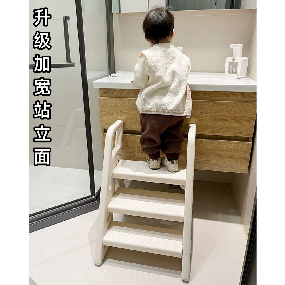 免運 工廠直銷 腳踏凳 增高凳 踩腳凳 2023新品兒童扶手三層墊腳凳安全寶寶臺階凳折疊洗手防滑踩腳踏凳全館折扣 特價出 可開發票 m5421