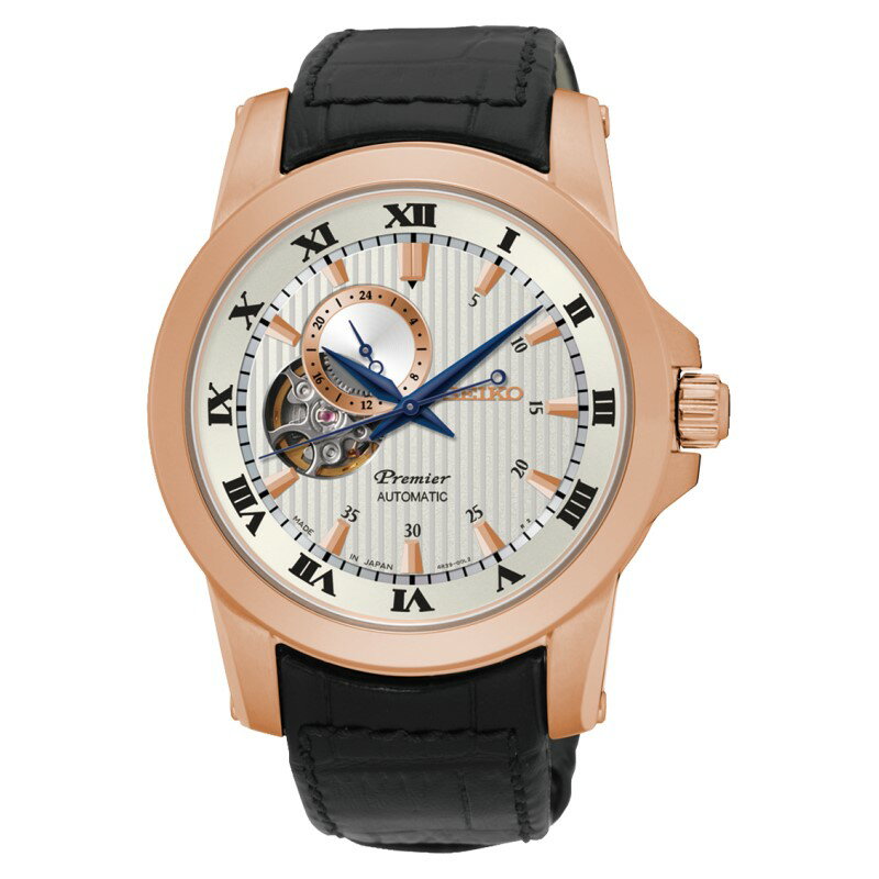 送禮首選★SEIKO Premier 24小時顯示開芯機械錶/4R39-00L0G/SSA278J1 SK005 附提袋【全館滿額折價★APP下單點數4倍送】線上購買享 實體門市同步服務