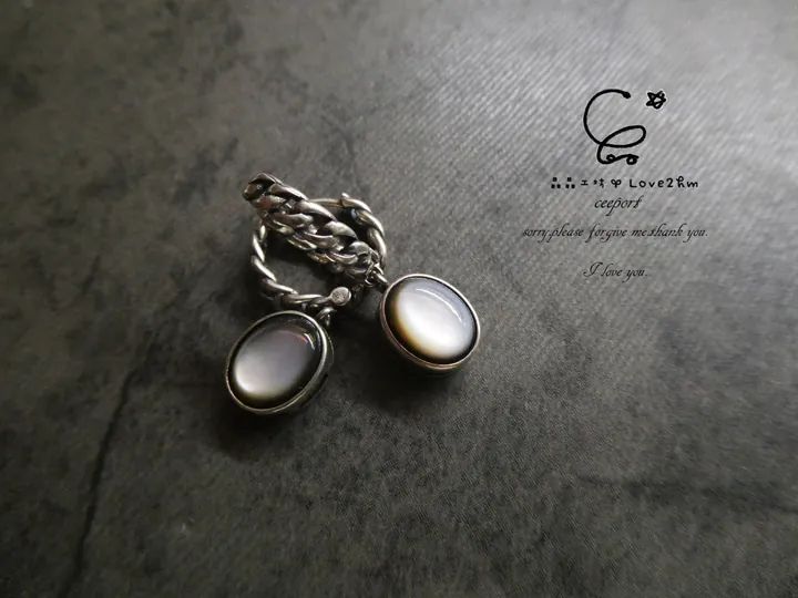 s925純銀黑蝶貝耳扣 黑蝶貝 純銀耳環 925純銀 晶晶工坊-love2hm 310261