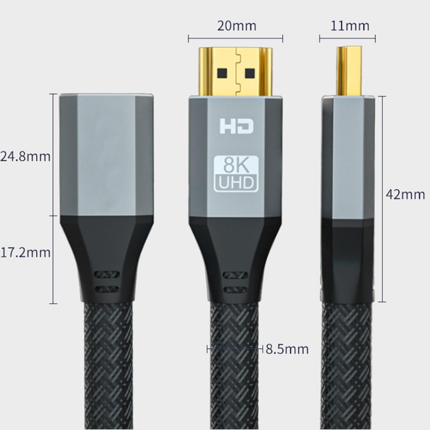 [4玉山網現貨] HDMI 2.1 公對母 延長線 -8K 60Hz 4K 120Hz UHD 影音視訊線 鍍金接頭鋁合金外殼 PS5 Xbox Series X S (PP3)HD249 4