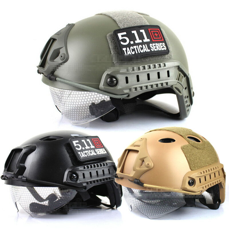 包郵FAST風鏡版頭盔 MH無孔PJ圓孔騎行頭盔 軍迷輕型戰術防護頭盔