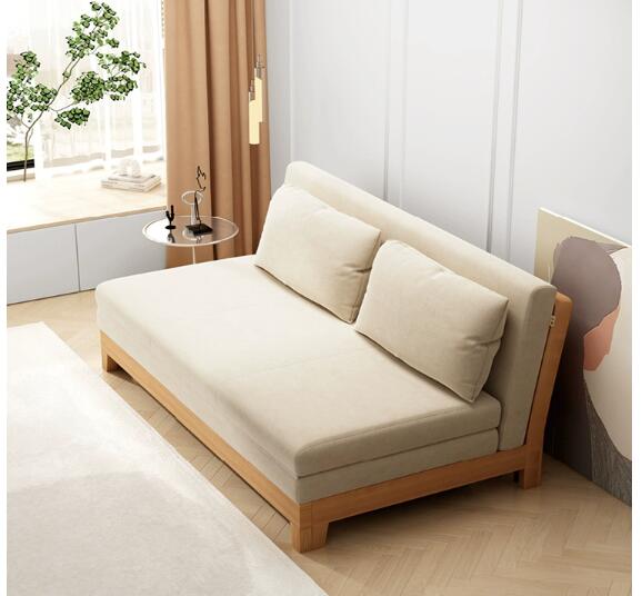 實木沙發床 可摺疊多功能小戶型客廳雙人抽拉床伸縮北歐兩用