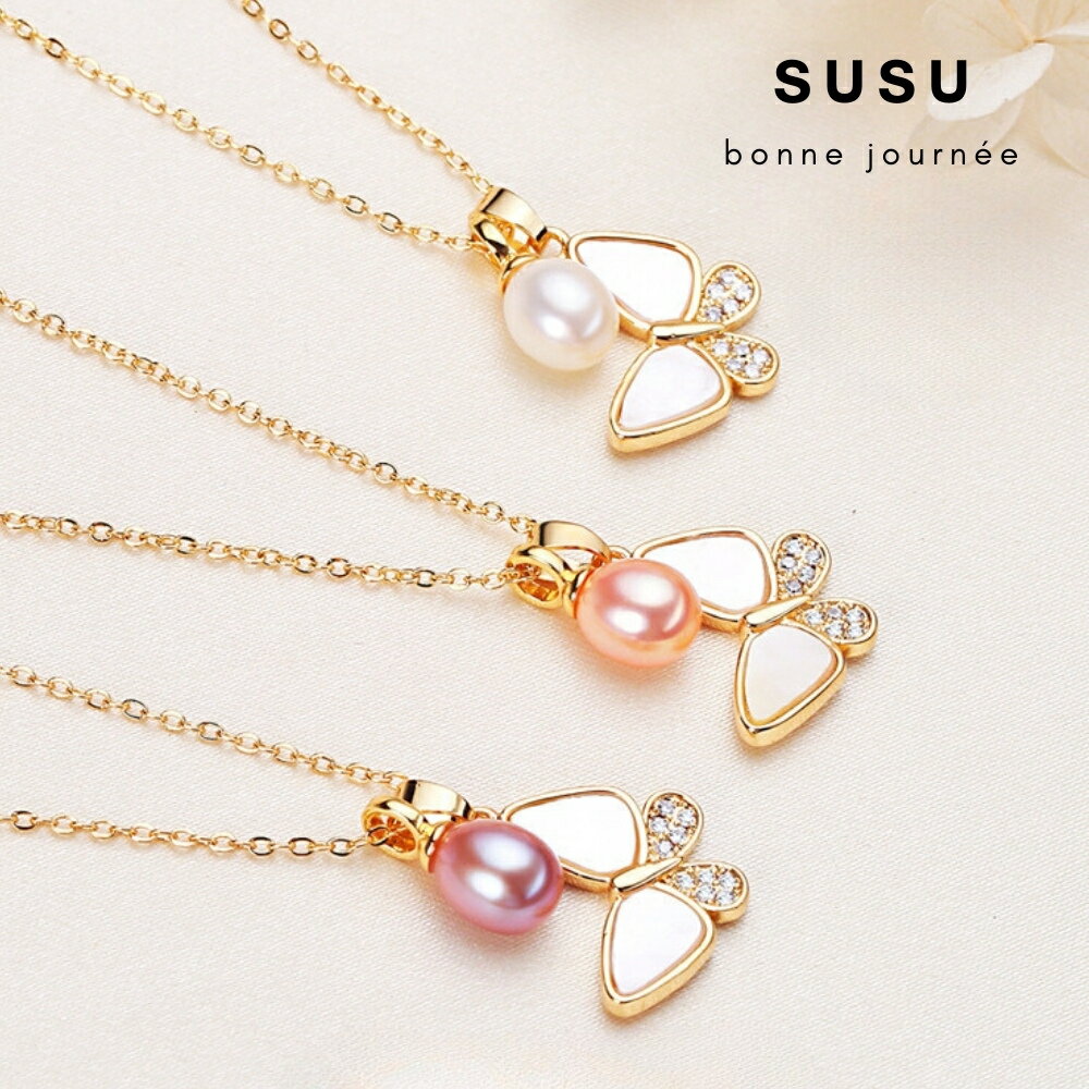 SU SU︱蝴蝶淡水珍珠項鍊❤️事業 招財 人緣 工作 健康 紓壓 水晶 飾品 耳環 項鍊 手鍊 現貨 穿搭 百搭 時尚