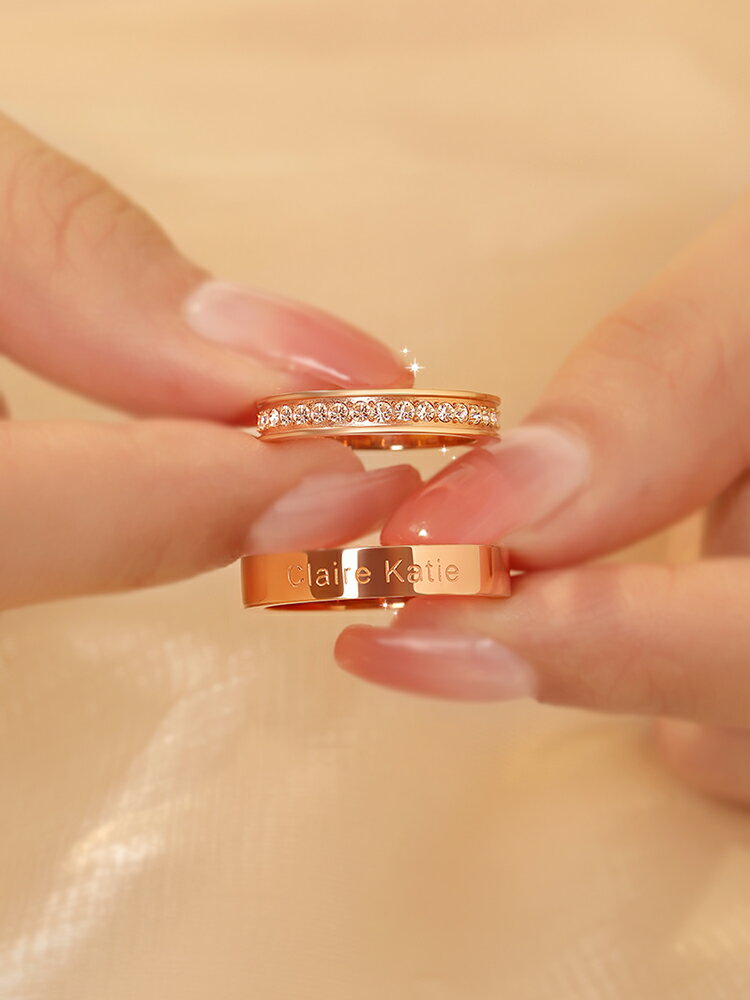 經典情侶對戒一對戒指鉆戒男女婚戒訂婚結婚18K玫瑰金情人節禮物