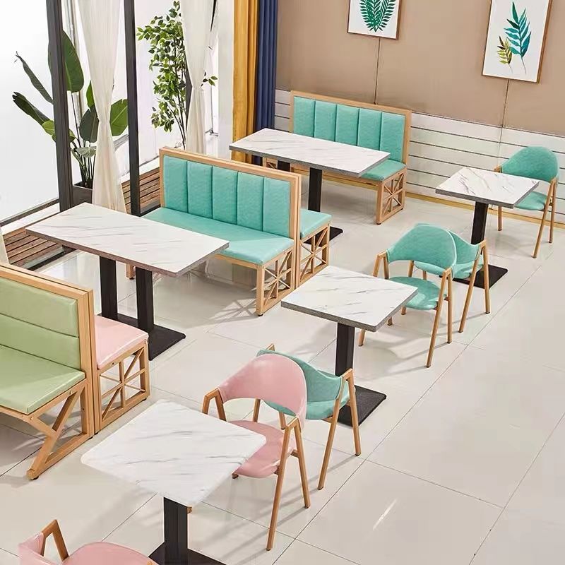 APP下單享點數9% 網紅沙發卡座餐廳小吃飯店咖啡廳漢堡店奶茶店甜品店靠墻桌椅組合