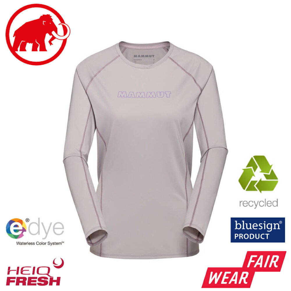 【MAMMUT 長毛象 女 Selun FL LS 機能LOGO長袖T恤《紫風輪》】1016-01450/排汗衣/快乾T