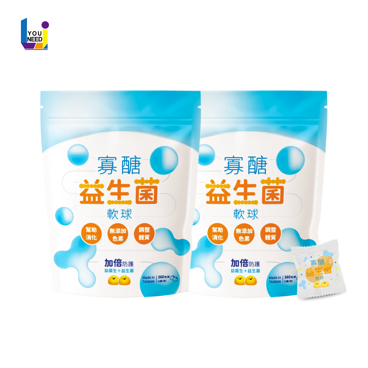 [優惠]兒童寡醣益生菌軟球２袋999元(360g/袋) 使用台糖果寡醣／無添加糖、無色素 多件優惠
