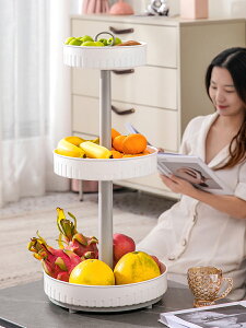 水果盤客廳家用茶幾果盆簡約現代北歐風點心糖果盒旋轉零食盤