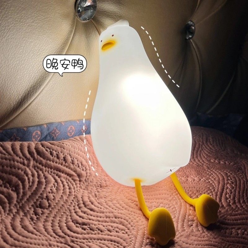 免運 小夜燈 臺燈 可愛 小巧2023新款躺卡哇伊平鴨拍拍燈臥室起夜小夜燈網紅伴睡燈兒童節禮物