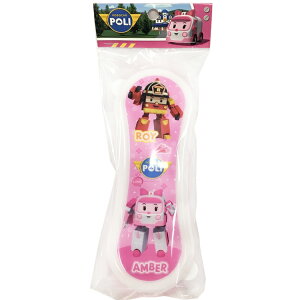 韓國製 POLI 安寶 塑膠餐具收納盒 兒童餐具組 環保餐具攜帶方便 粉色 圓形 韓國進口正版 701774