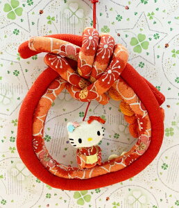 【震撼精品百貨】Hello Kitty 凱蒂貓 三麗鷗 KITTY和風圓吊飾/新年祈福掛飾-紅橘(展示品)#81042 震撼日式精品百貨