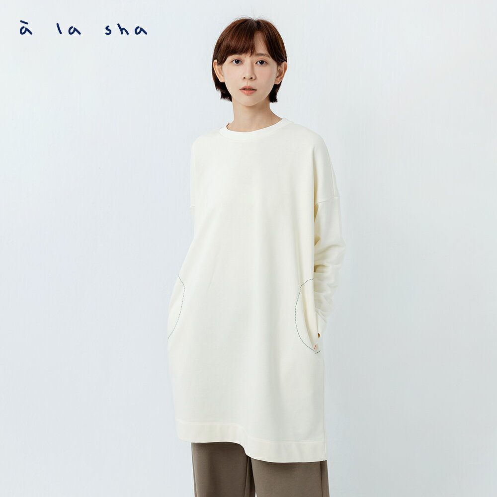 a la sha 左短右長長袖棉T
