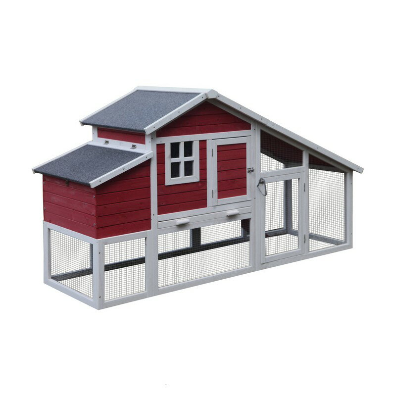 Aleko Sbs019rw Wooden Poultry Hutch Rabbits Chickens Hen Coop Cage 803 X 295 X 457 In Red And White