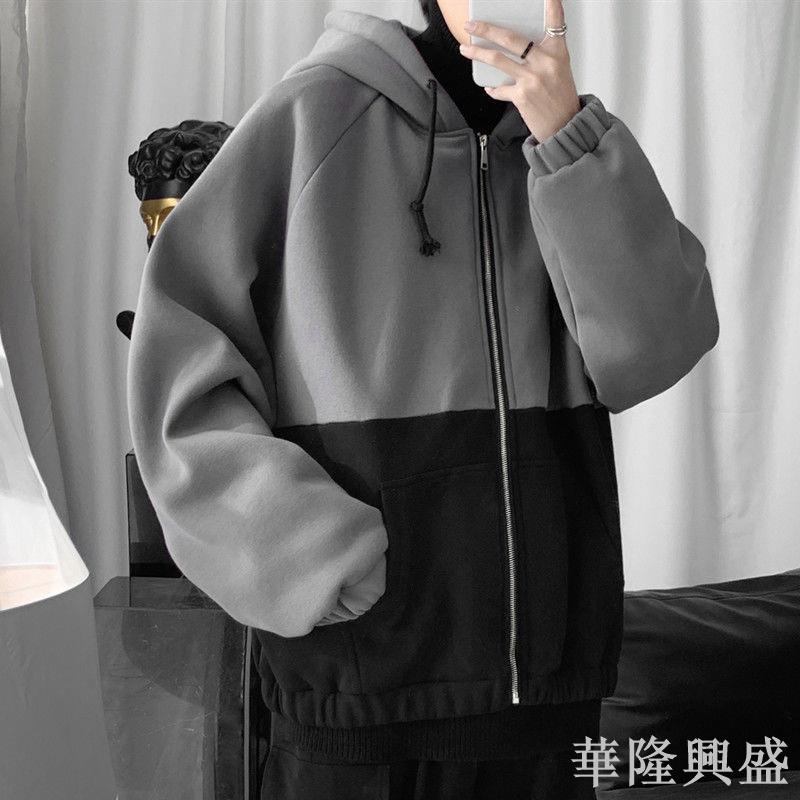 秋冬衛衣男潮ins連帽百搭潮流帥氣寬松男生外套冬季加絨加厚衣服
